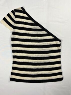 Bebe One Shoulder Striped Top Size Medium